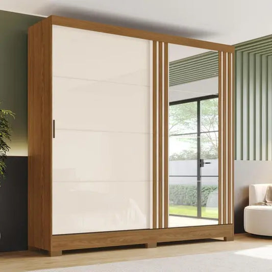 ROPERO 2 PUERTAS CORREDIZAS CON ESPEJO BE304 HENN NATURE | OFF WHITE
