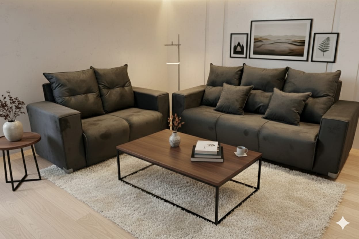 SOFA ALELI 3-2 MOVELMAX MARRON C/ 2 ALMOHADAS