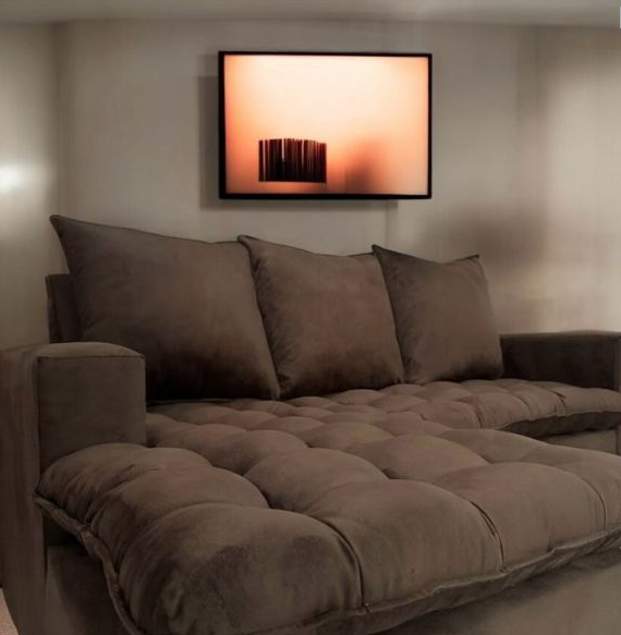 SOFA UNANIME ATYRA MARRON 2 LUGARES + CHAISE + MESITA