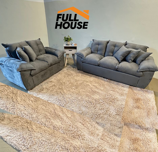 JUEGO DE LIVING MOVELMAX ARAMI 3+2 LUGARES GRIS + ALMOHADAS