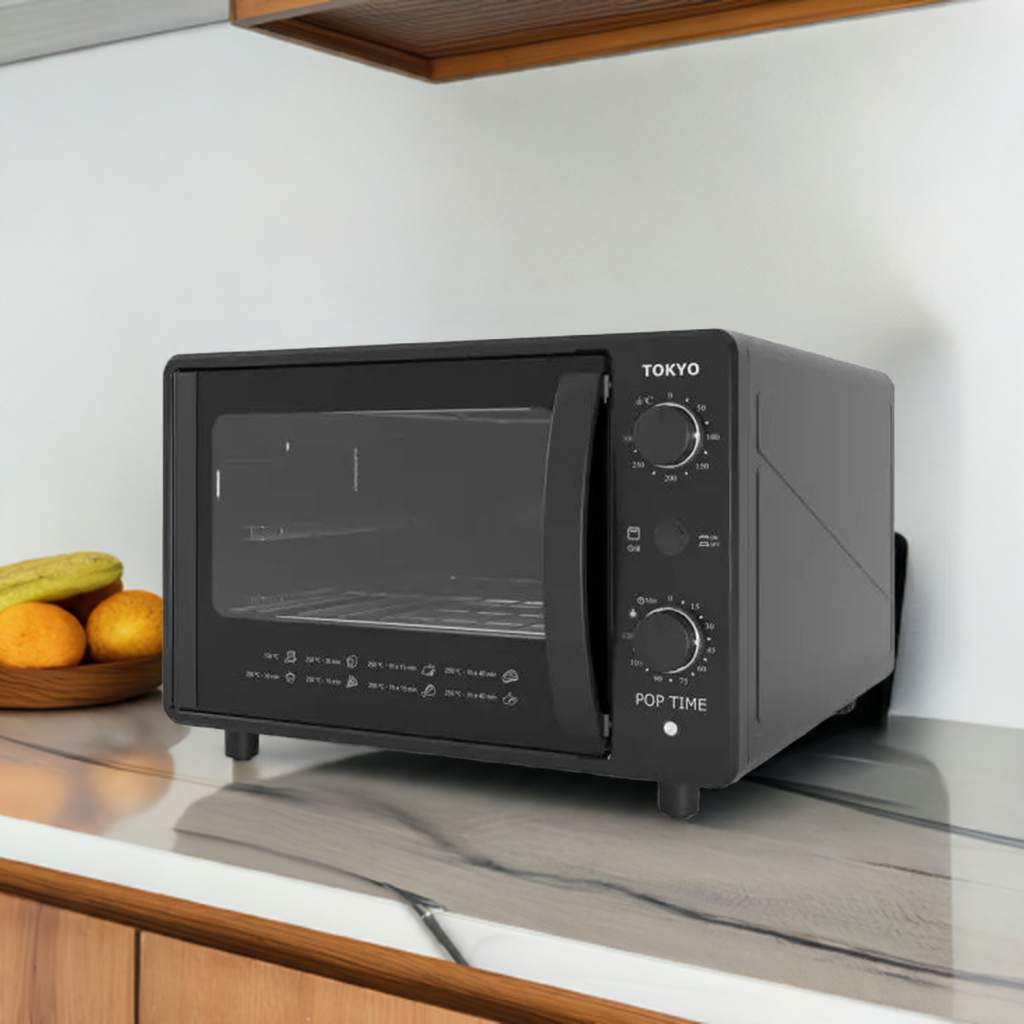 HORNO ELECTRICO TOKYO POP TIME NEGRO 45 LTRS C/TIMER 300C/1700W