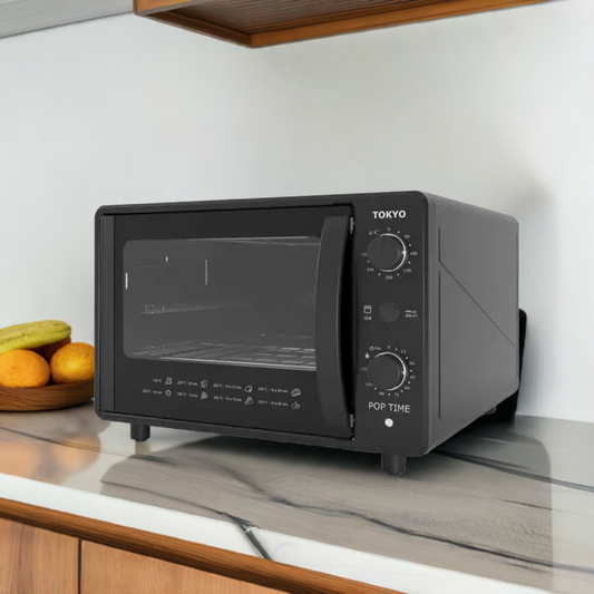 HORNO ELECTRICO TOKYO POP TIME NEGRO 45 LTRS C/TIMER 300C/1700W