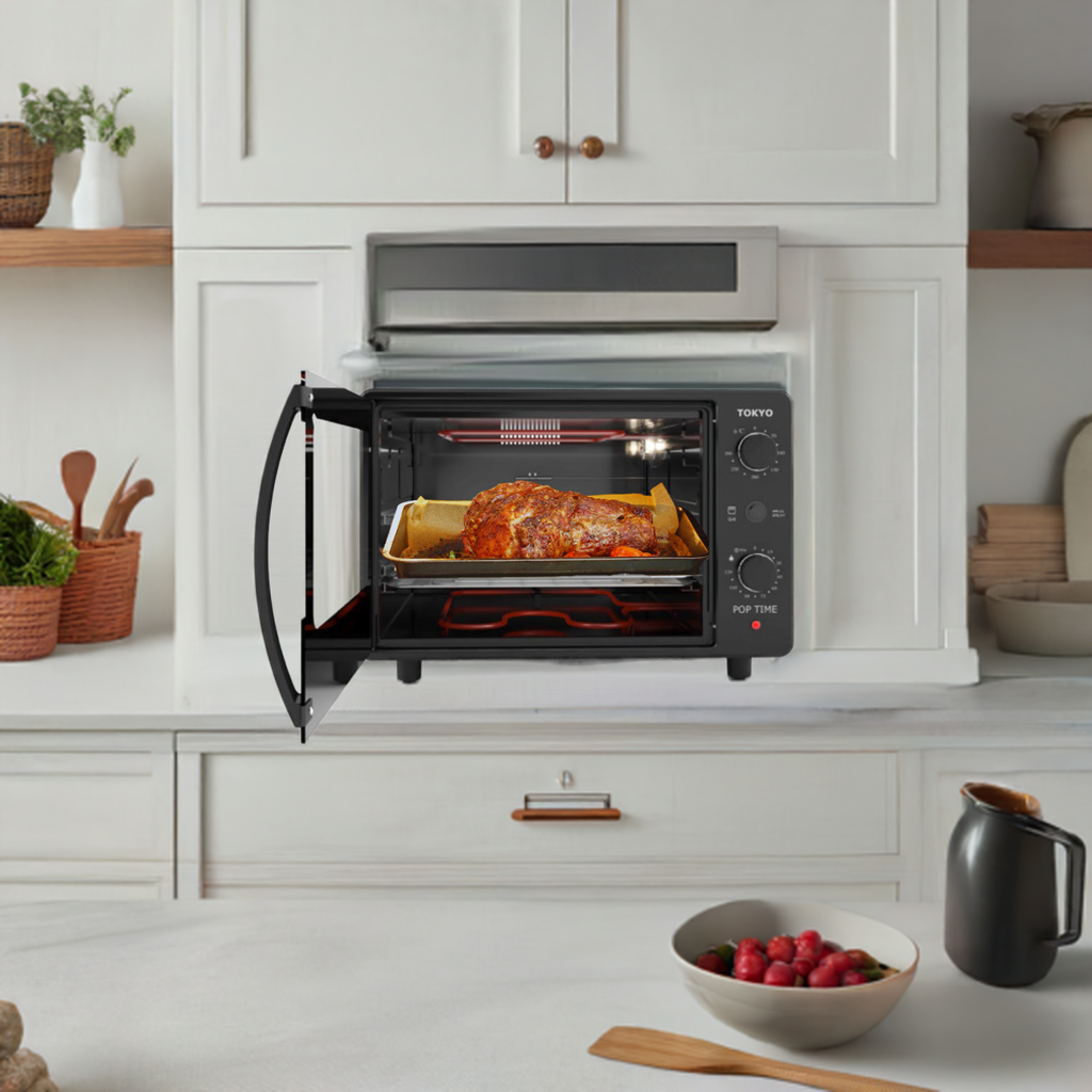HORNO ELECTRICO TOKYO POP TIME NEGRO 45 LTRS C/TIMER 300C/1700W