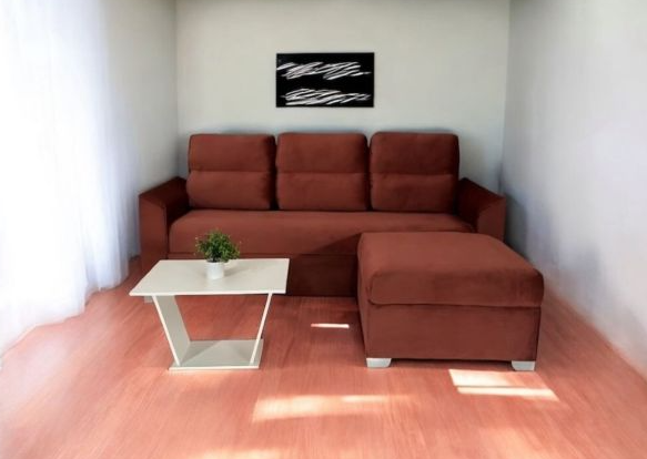 SOFA UNANIME PIRIBEBUY 3 LUGARES TERRACOTA + PUFF + MESITA