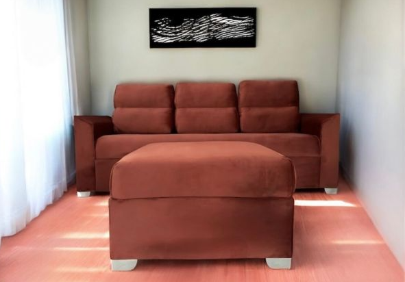 SOFA UNANIME PIRIBEBUY 3 LUGARES TERRACOTA + PUFF + MESITA
