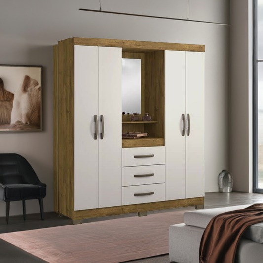 ROPERO 4 PUERTAS + 3 CAJONES CON ESPEJO CAPELINHA NT5015 NOT FREI/OW
