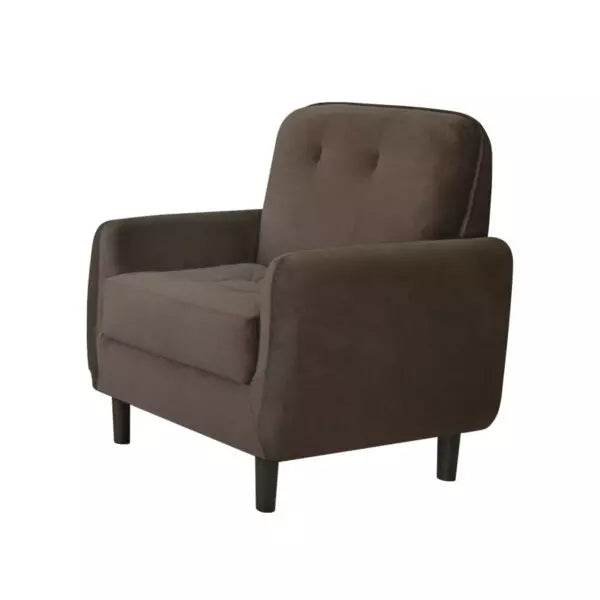 JUEGO DE LIVING ABBA RAVENA MARRON OSCURO + POLTRONA + PUFF