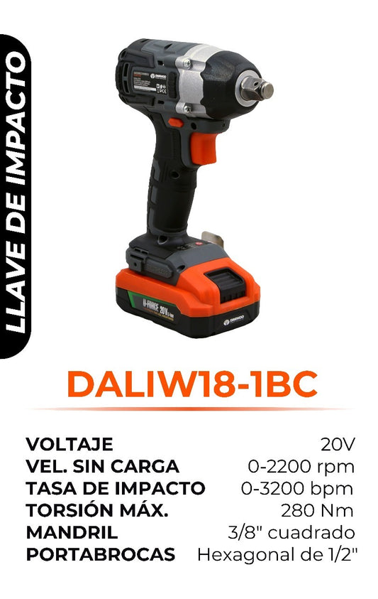 LLAVE DE IMPACTO DAEWOO 20V DALIW18-1BC