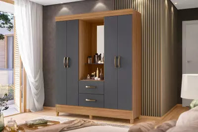 ROPERO MOVELMAX MOBI CAPELA 4P/2C/1E COLOR NATURE/TITANIUM