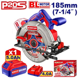 Sierra Circular 185mm BL. + 1x Bat 20V 5Ah. Emtop