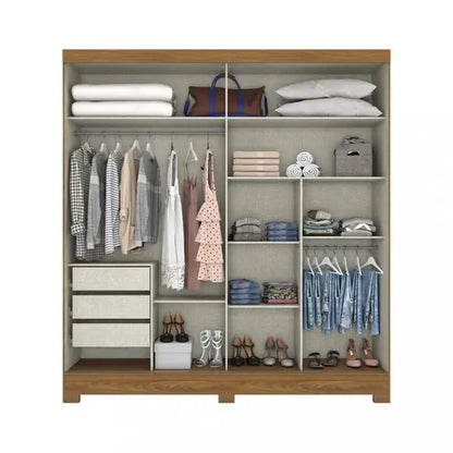 ROPERO 2 PUERTAS CORREDIZAS CON ESPEJO BE304 HENN NATURE | OFF WHITE