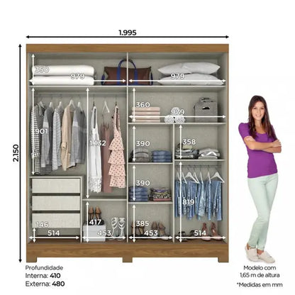 ROPERO 2 PUERTAS CORREDIZAS CON ESPEJO BE304 HENN NATURE | OFF WHITE