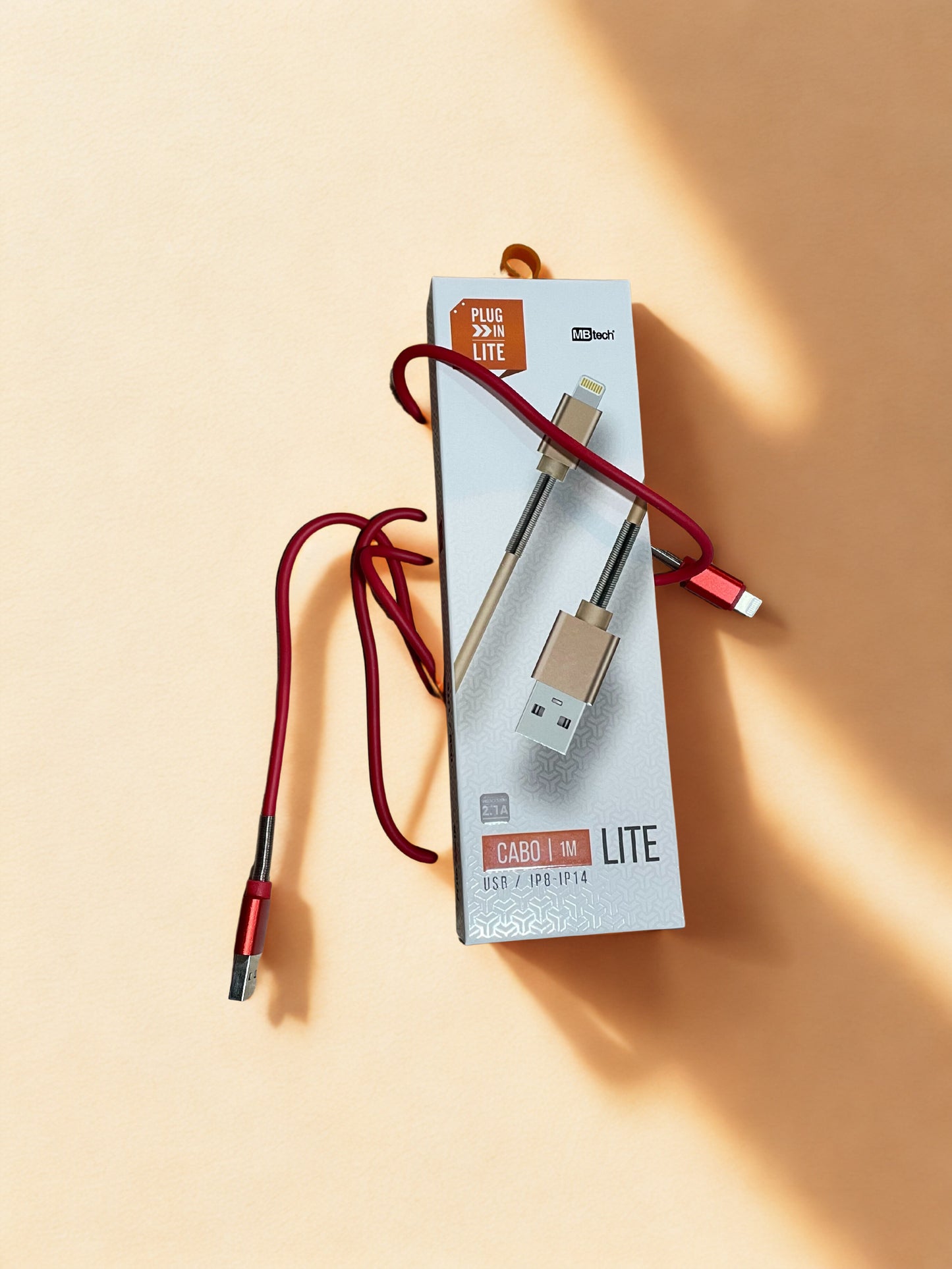 CABLE USB 1M USB/IPHONE CARGA/DATOS ROJO