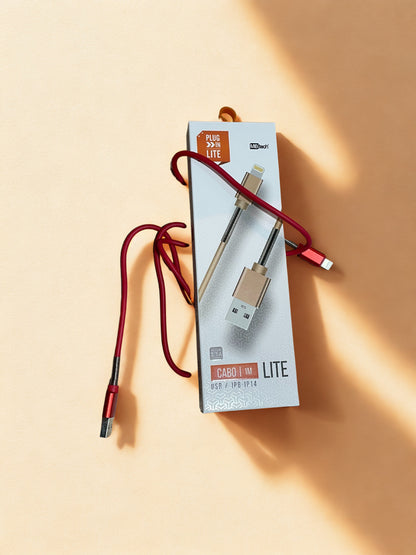 CABLE USB 1M USB/IPHONE CARGA/DATOS ROJO