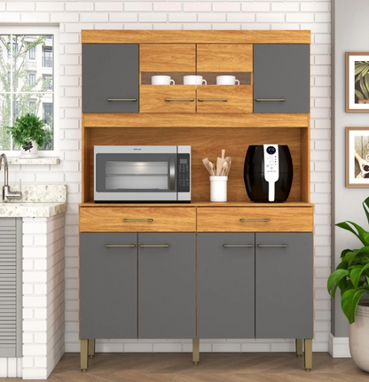 KIT DE COCINA MOVELMAX LAURA 1.20 8 PUERTAS CINAMOMO/GRAFITTO 03614