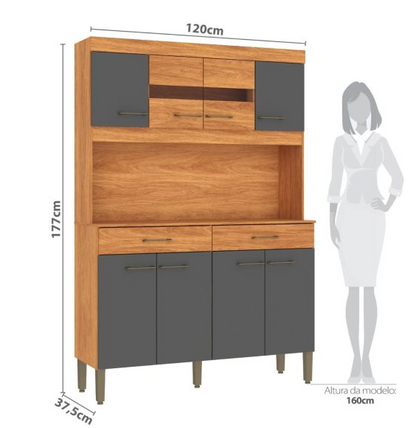KIT DE COCINA MOVELMAX LAURA 1.20 8 PUERTAS CINAMOMO/GRAFITTO 03614