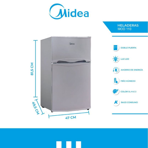 Heladera Midea Mod. 110 2P. Blanco