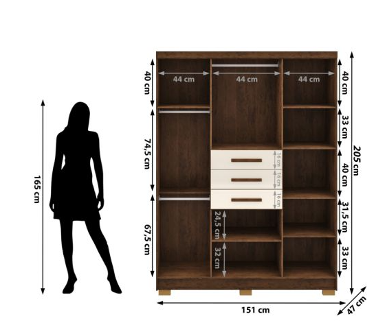 ROPERO MOVELMAX ISAAC 6 PUERTAS 3 CAJONES + CÓMODA SIRIUS 5 CAJONES 2 PUERTAS MOVELMAX