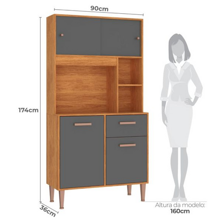 KIT DE COCINA MOVELMAX DALIA 0.90 4 PUERTAS CINAMOMO/GRAFITTO 03616