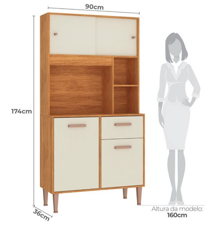 KIT DE COCINA MOVELMAX DALIA 0.90 4 PUERTAS CINAMOMO/OFF WHITE 03615