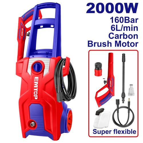 Hidro lavadora 2000W. 160Bar. Con Espumador. Emtop