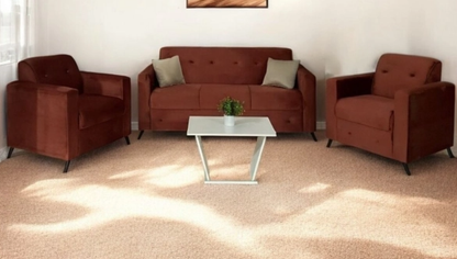 SOFA UNANIME ITAUGUA 3-1-1 TERRACOTA C/2 ALMOHADAS + MESITA