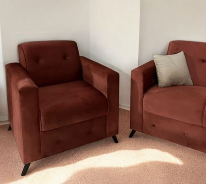 SOFA UNANIME ITAUGUA 3-1-1 TERRACOTA C/2 ALMOHADAS + MESITA