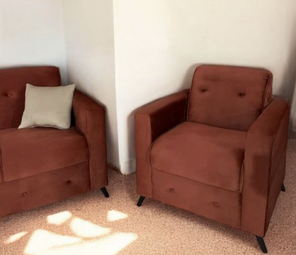 SOFA UNANIME ITAUGUA 3-1-1 TERRACOTA C/2 ALMOHADAS + MESITA