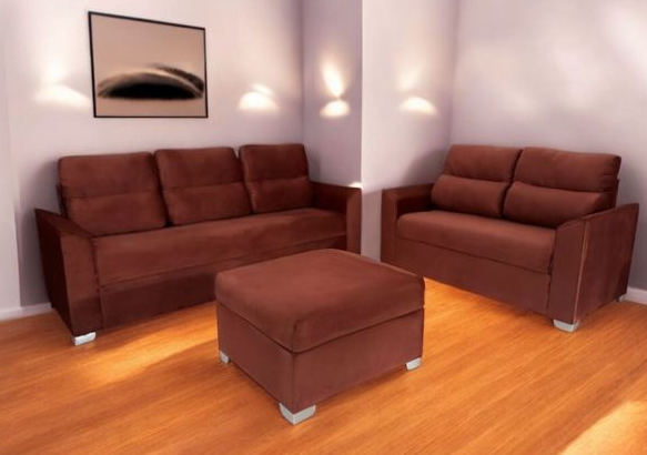 SOFA UNANIME PIRIBEBUY 3+2 LUGARES TERRACOTA + PUFF + MESITA