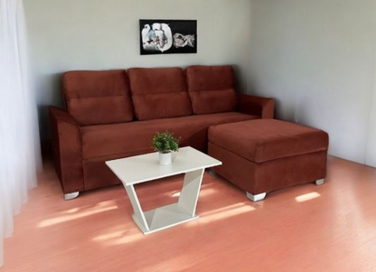 SOFA UNANIME PIRIBEBUY 3 LUGARES TERRACOTA + PUFF + MESITA