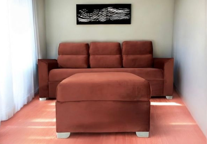 SOFA UNANIME PIRIBEBUY 3 LUGARES TERRACOTA + PUFF + MESITA