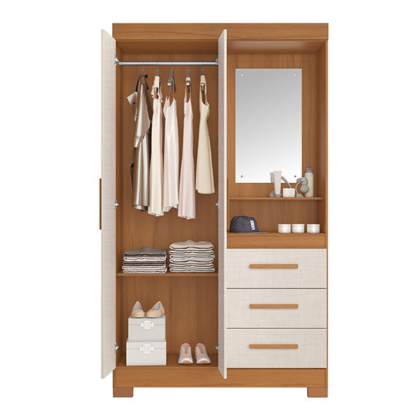 ROPERO 2 PUERTAS 3 CAJONES CON ESPEJO NT6020 NOT FREI TRE/OW