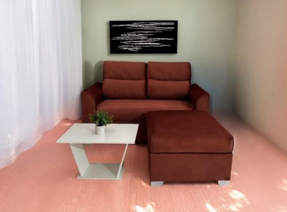 SOFA UNANIME PIRIBEBUY 2 LUGARES TERRACOTA + PUFF + MESITA