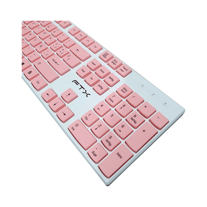 TECLADO + MOUSE FTX WIRELESS FTXGK600 NUMERICO/ESPAÑOL BLANCO/ROSA