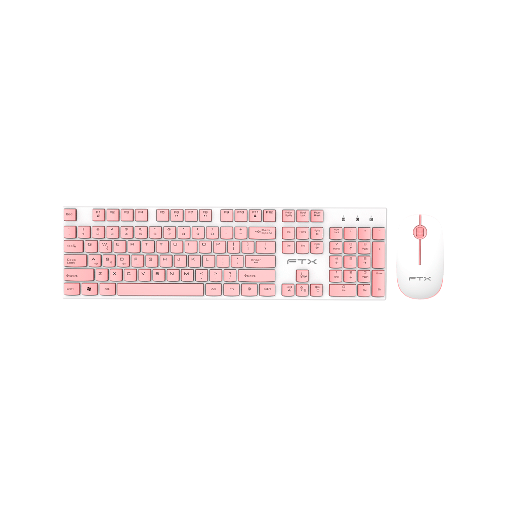 TECLADO + MOUSE FTX WIRELESS FTXGK600 NUMERICO/ESPAÑOL BLANCO/ROSA
