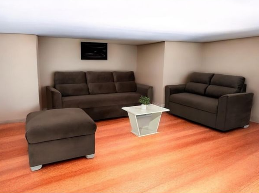 SOFA UNANIME PIRIBEBUY 3+2 LUGARES MARRON + PUFF + MESITA