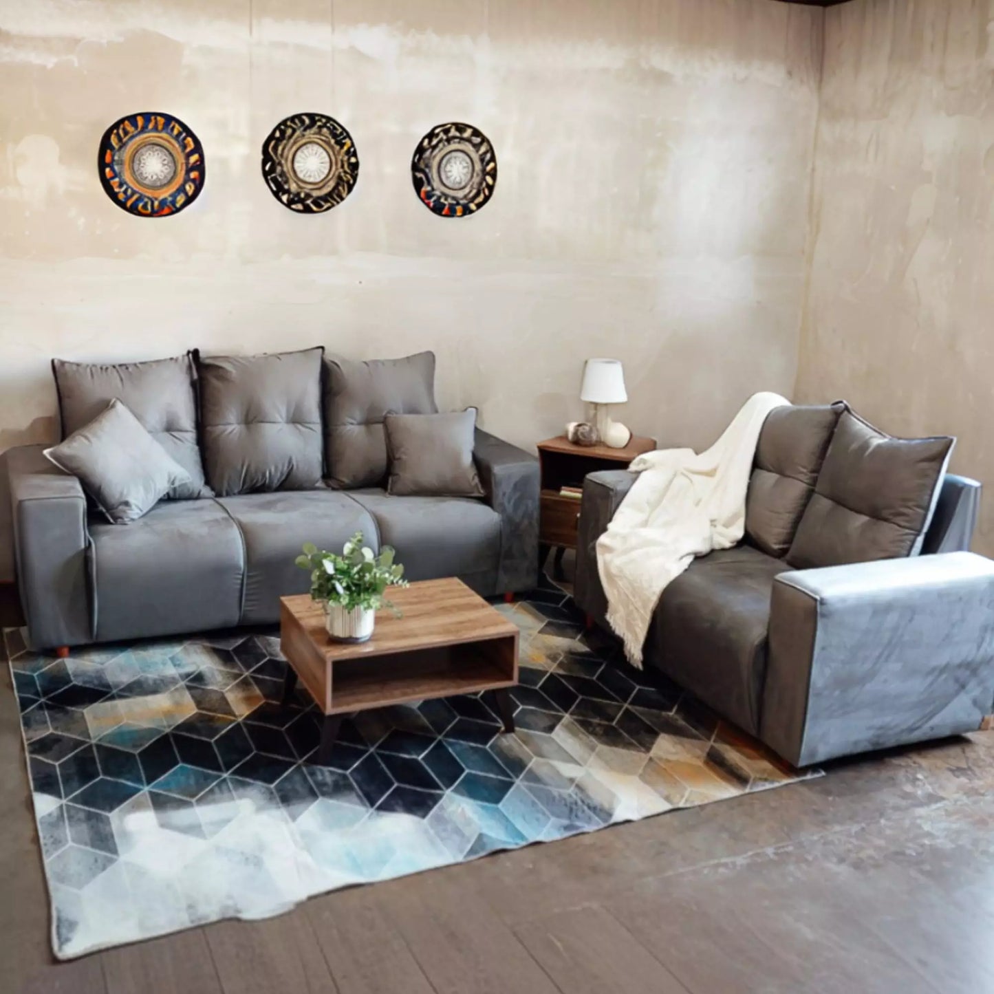 SOFA MOVELMAX ALELI 3-2 LUGARES BEIGE + 2 ALMOHADAS