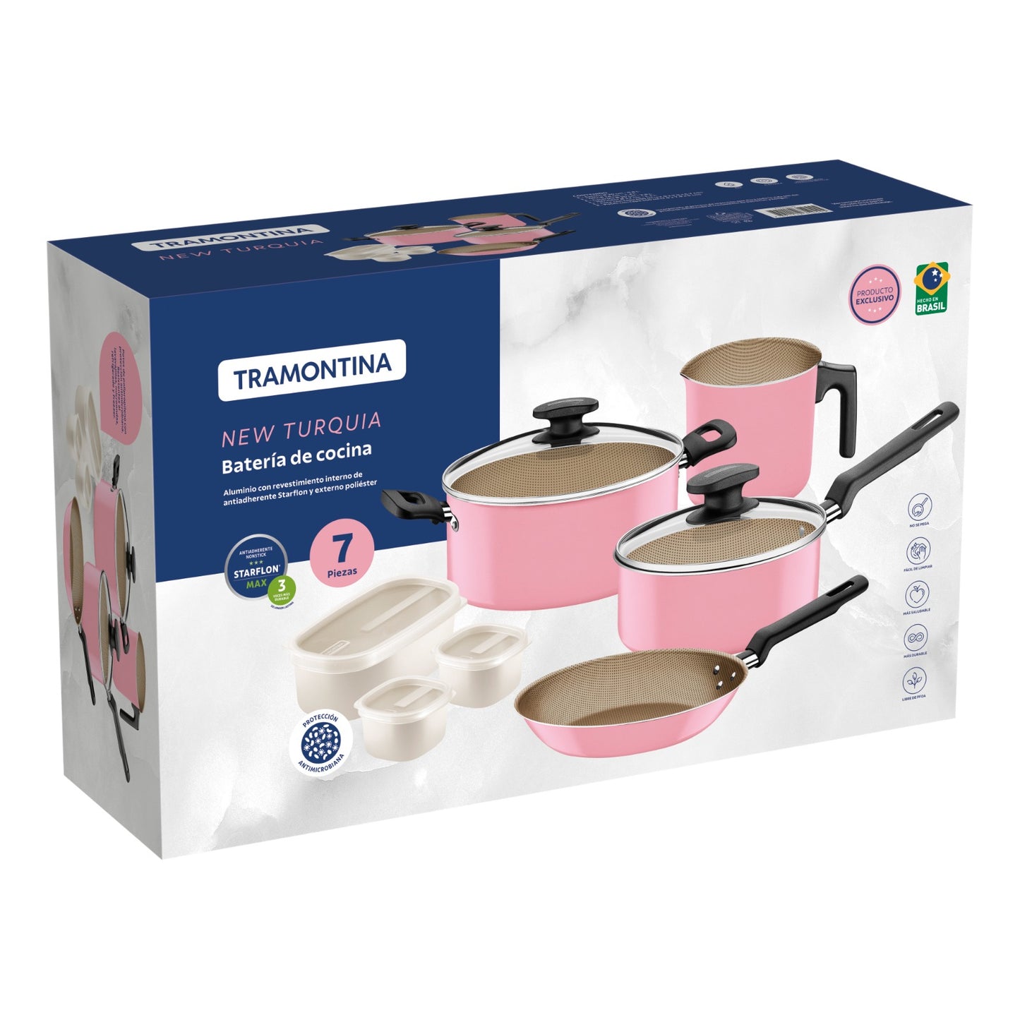 Juego de ollas 7 piezas. New Turquia Rosa