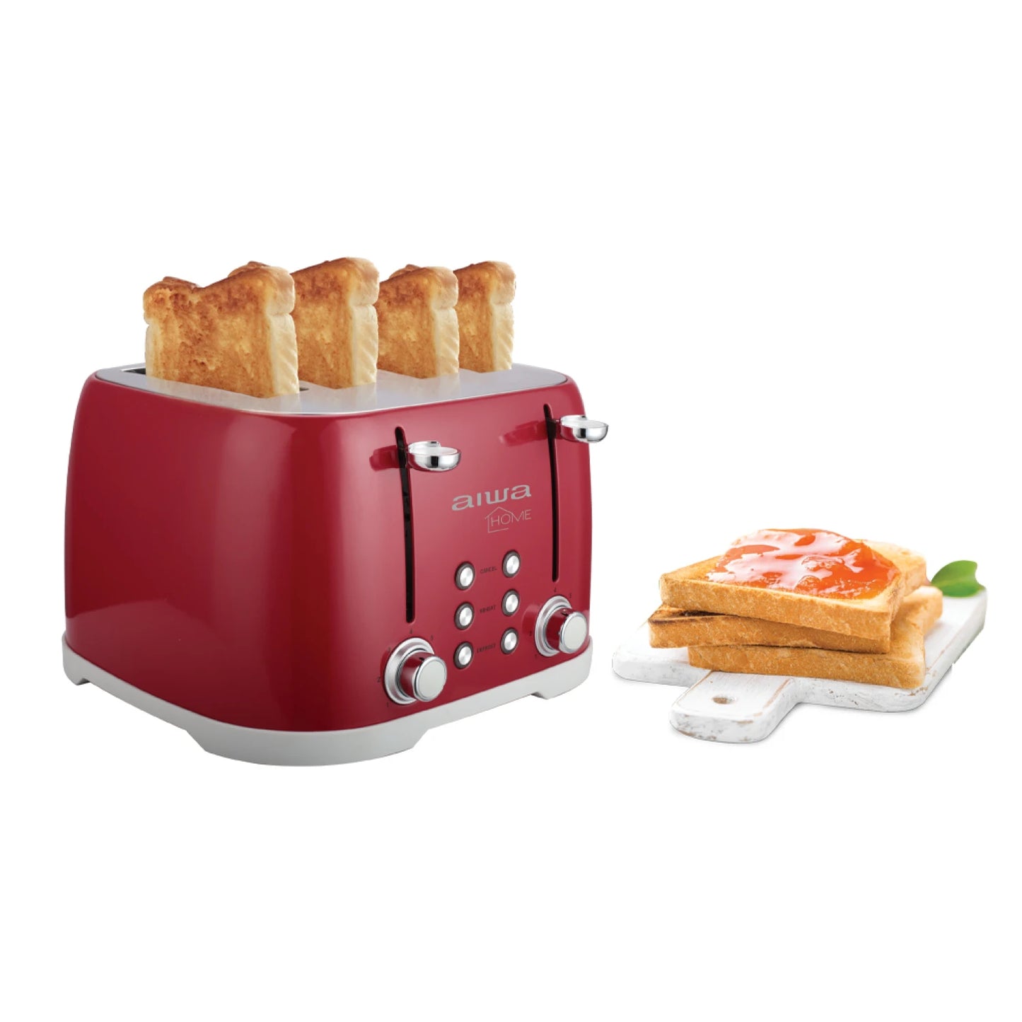 Tostadora cuatro panes- 1600W-Acero Inox Roja